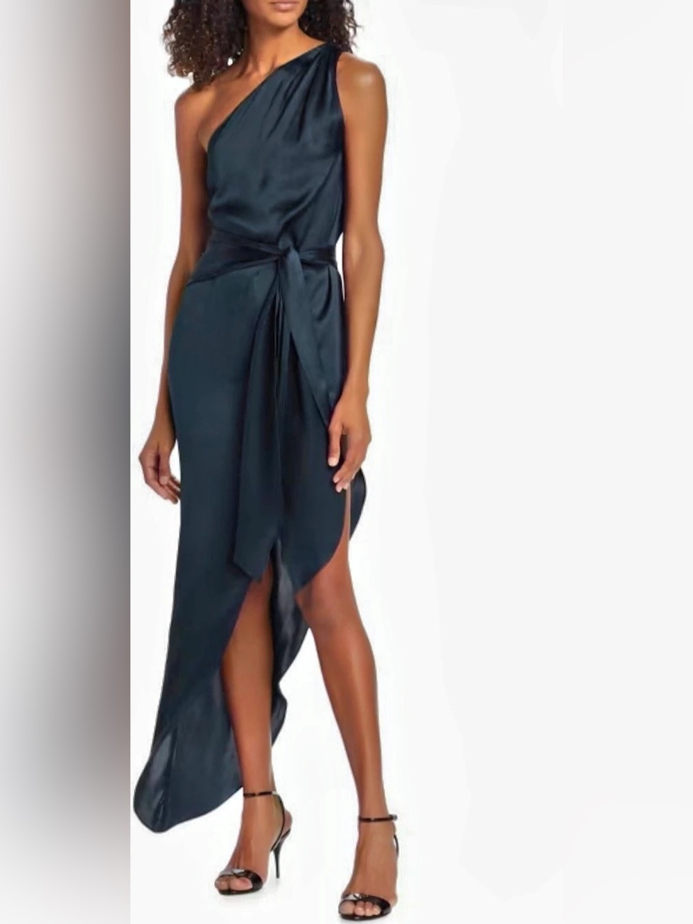 NWT Amanda Uprichard One Shoulder Dress in Navy Size Small